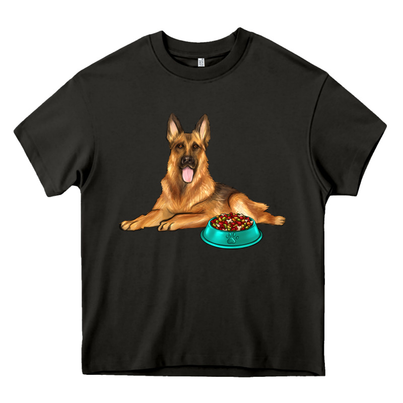 German Shepherd With Food Bowl Heavy Core Tee by texasbilliewilder | Teevron