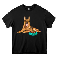 Black german shepherd with food bowl Heavy Core Tee - texasbilliewilder