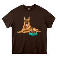 Chocolate Brown german shepherd with food bowl Heavy Core Tee - texasbilliewilder