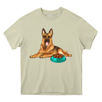 Mossy german shepherd with food bowl Heavy Core Tee - texasbilliewilder