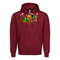 Burgundy fall nurse Zipper Hoodie - MaliasSmallBusiness