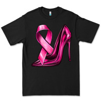 Black Breast Cancer Ribbon and Heels Premium Tee - texasbilliewilder