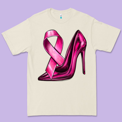 Breast Cancer Ribbon And Heels Premium Tee Designed By Texasbilliewilder