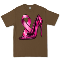 Cacao Breast Cancer Ribbon and Heels Premium Tee - texasbilliewilder