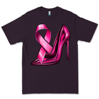 Plum Breast Cancer Ribbon and Heels Premium Tee - texasbilliewilder