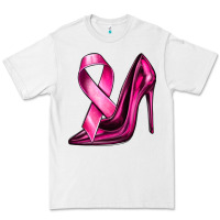 White Breast Cancer Ribbon and Heels Premium Tee - texasbilliewilder