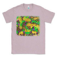 Lilac mardi gras fleur de lis and leopard background Classic Tee - AdoDesignShop