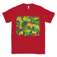 Red mardi gras fleur de lis and leopard background Classic Tee - AdoDesignShop