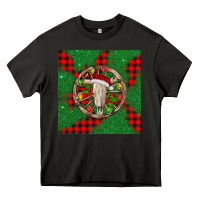 Asphalt Christmas bull skull Heavy Core Tee - BarkalooDesign