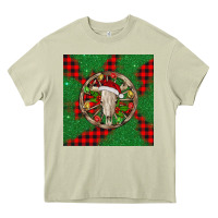Mossy Christmas bull skull Heavy Core Tee - BarkalooDesign