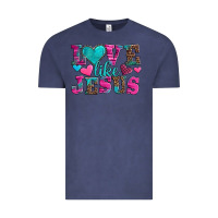 Vintage Denim love like jesus valentine's day Vintage Tee - AdoDesignShop