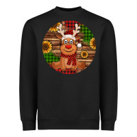 Black Cute reindeer Christmas Heavyweight Sweatshirt - Jasminsmagicworld