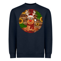 Navy Cute reindeer Christmas Heavyweight Sweatshirt - Jasminsmagicworld