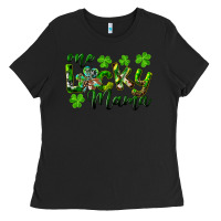 Black st. patrick's day one lucky mama Ladies Tee - RanaPortraitStore