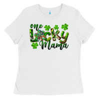 White st. patrick's day one lucky mama Ladies Tee - RanaPortraitStore