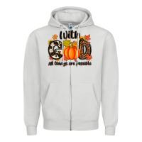 Dove Grey with god all things are possible Zipper Hoodie - MaliasSmallBusiness