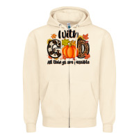 Sandshell with god all things are possible Zipper Hoodie - MaliasSmallBusiness