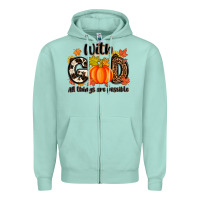 Seafoam with god all things are possible Zipper Hoodie - MaliasSmallBusiness