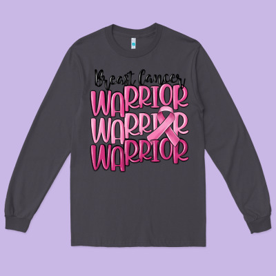 Breast Cancer Warrior Long Sleeve Tee Designed By Maliassmallbusiness
