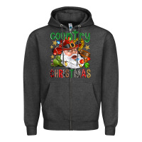 Charcoal Heather Country Christmas Zipper Hoodie - NancyCooperArtShop