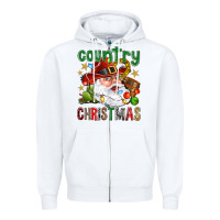 White Country Christmas Zipper Hoodie - NancyCooperArtShop