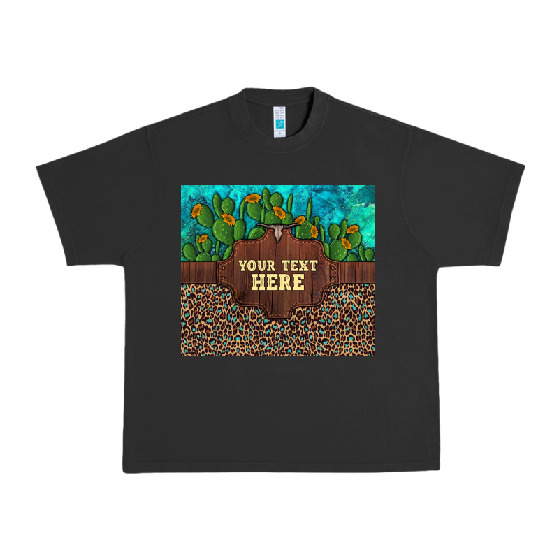 Preview Custom Cactus And Sunflowers Leopard Turquoise Urban Heavy Tee by Artiststas | Teevron
