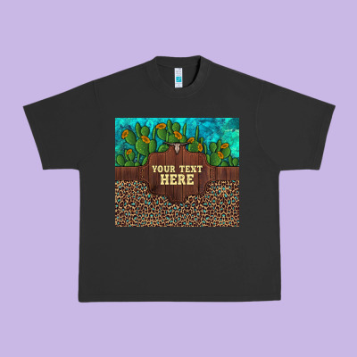 Preview Custom Cactus And Sunflowers Leopard Turquoise Urban Heavy Tee Designed By Artiststas