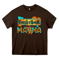 Chocolate Brown basketball mama with leopard Heavy Core Tee - Zillion Design Studio