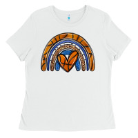 White basketball rainbow Ladies Tee - Zillion Design Studio