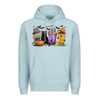 Blue Mist Halloween Cat Coffee Cups Premium Hoodie - texasbilliewilder