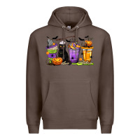 Coffee Halloween Cat Coffee Cups Premium Hoodie - texasbilliewilder