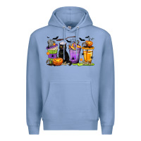 Colony Blue Halloween Cat Coffee Cups Premium Hoodie - texasbilliewilder