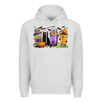 Dove Grey Halloween Cat Coffee Cups Premium Hoodie - texasbilliewilder