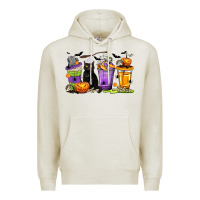 Oatmeal Heather Halloween Cat Coffee Cups Premium Hoodie - texasbilliewilder