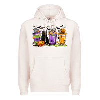 Pale Pink Halloween Cat Coffee Cups Premium Hoodie - texasbilliewilder
