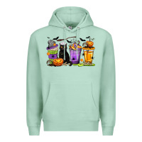 Seafoam Halloween Cat Coffee Cups Premium Hoodie - texasbilliewilder