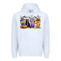 White Halloween Cat Coffee Cups Premium Hoodie - texasbilliewilder