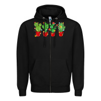 Black Christmas Cactuses Zipper Hoodie - MaliasSmallBusiness