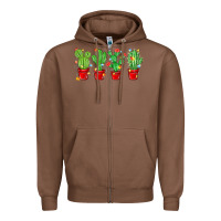 Chestnut Christmas Cactuses Zipper Hoodie - MaliasSmallBusiness