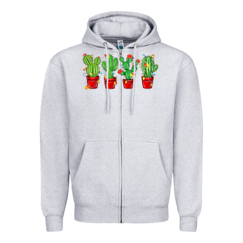 Christmas Cactuses Zipper Hoodie by MaliasSmallBusiness | Teevron
