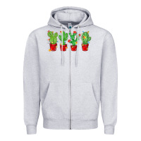 Heather Grey Christmas Cactuses Zipper Hoodie - MaliasSmallBusiness