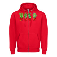 Red Christmas Cactuses Zipper Hoodie - MaliasSmallBusiness