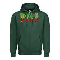 Sports Green Christmas Cactuses Zipper Hoodie - MaliasSmallBusiness