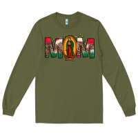 Army Green mexican flag our lady of guadalupe mom leopard Long Sleeve Tee - JahusDesignShop