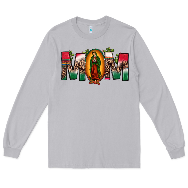 Mexican Flag Our Lady Of Guadalupe Mom Leopard Long Sleeve Tee by JahusDesignShop | Teevron