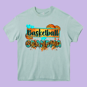 Basketball Grandma With Leopard Heavy Core Tee Designed By Zillion Design Studio