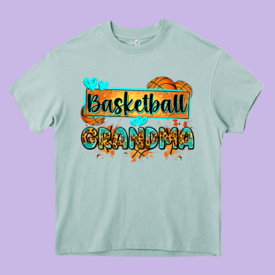 Basketball Grandma With Leopard Heavy Core Tee Designed By Zillion Design Studio