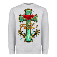 Heather Grey cross faith Heavyweight Sweatshirt - BarkalooDesign
