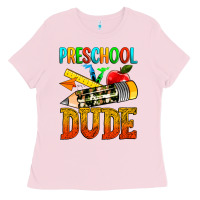 Bubblegum Pink preschool dude Ladies Tee - texasbilliewilder