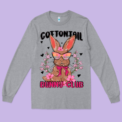 Cottontail Bunny Club Long Sleeve Tee Designed By Maliassmallbusiness